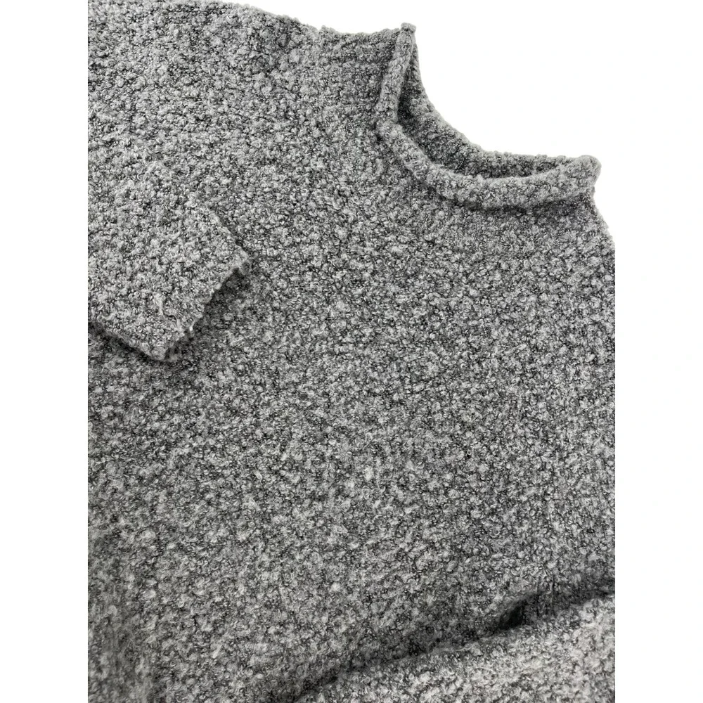 CRISTINA Mock Neck Textured Knit Pullover Sweater Women's Size L Gray